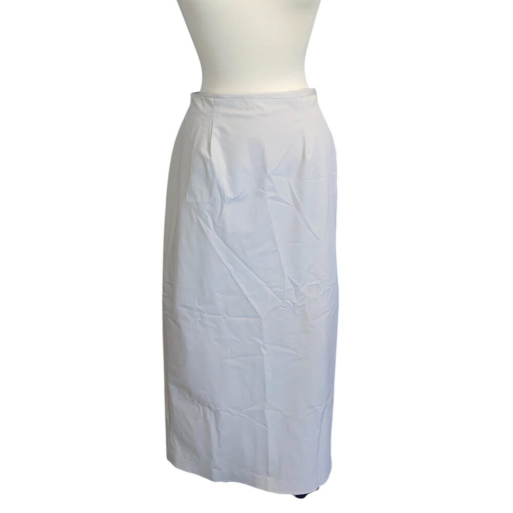 (1220) Ballinger Gold, Stretchy Khaki pencil skirt with side slit, size 10